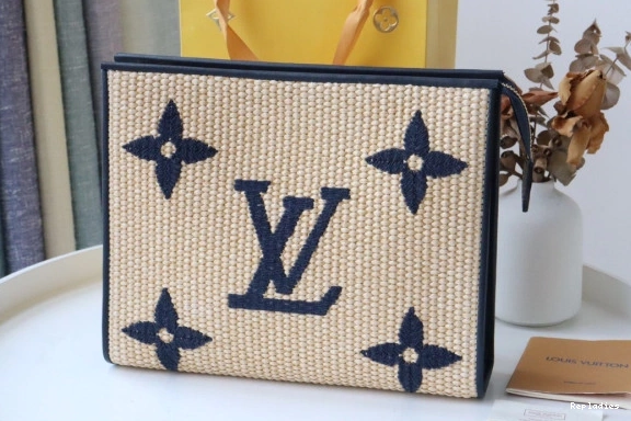 Repladies LOUIS Raffia Toiletry VUITTON Pouch Monogram 0812